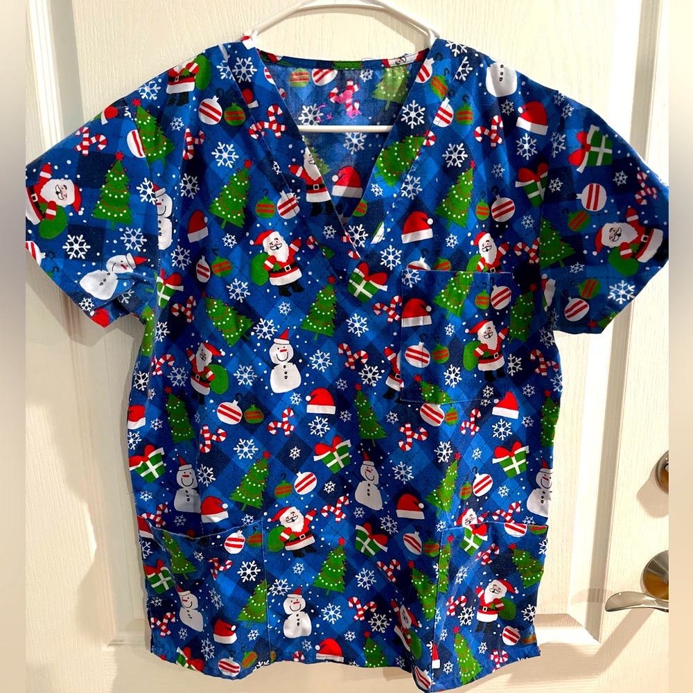Christmas scrub top